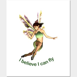 I believe I can fly fairy faerie elf butterfly wings flying Posters and Art